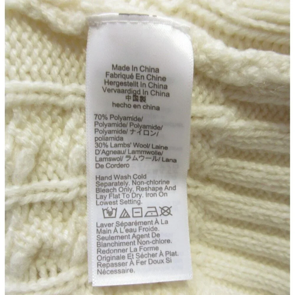 NWT J.Crew Cable-knit Cardigan Sweater in Ivory Wool Blend XL